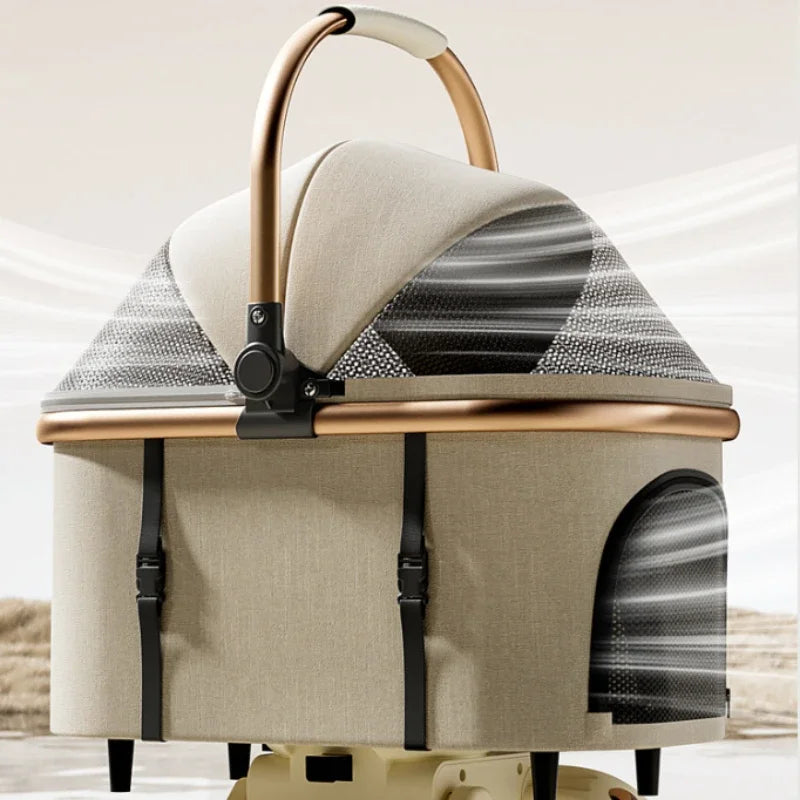 Foldable Pet Stroller High Landscape Breathable Mesh Dog Travel Carrier Basket for Small Medium Dogs Cats Portable Pets Carrier