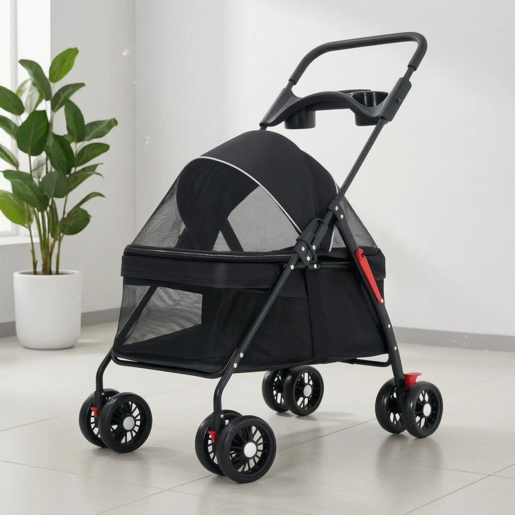 Foldable Pet Stroller Lightweight Feline and Dog Stroller Compact Ventilated for Cats, Outdoor Walking, Travel