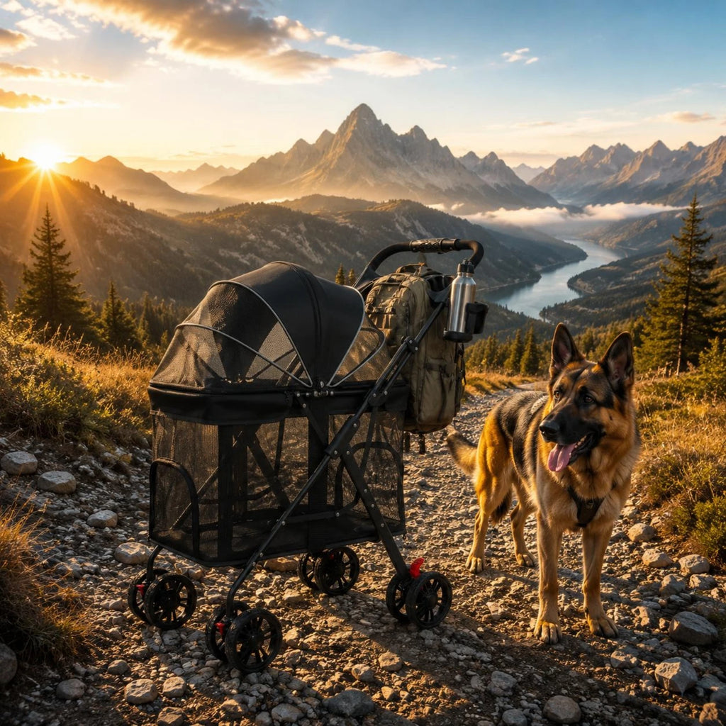 Multi-Purpose Pet Stroller Easy Fold Folding Pet Stroller Sturdy Frame Mesh Ventilation for Walks