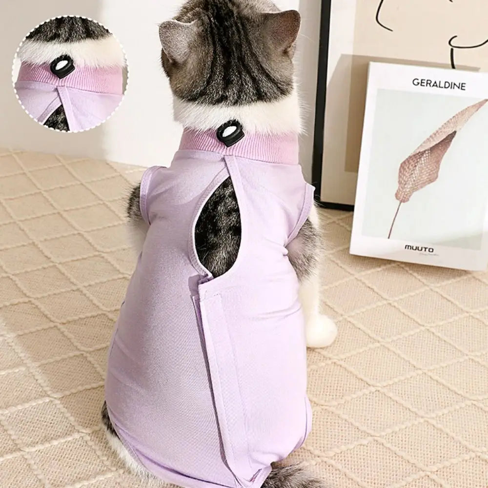 Cat Post-Surgery Recovery Jumpsuit — Soft Anti-Licking Sterilization Suit for Kittens & Puppies