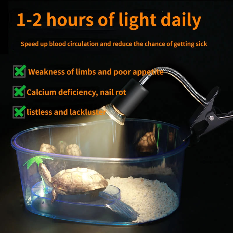 Reptile & Aquarium Heat Lamp (50W, Adjustable Gooseneck, Clip-On)