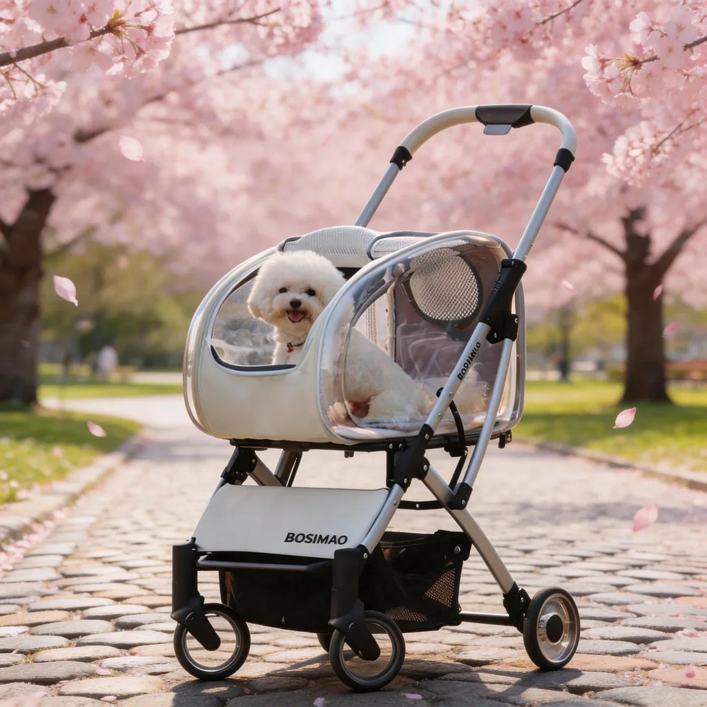 Lightweight Foldable Pet Stroller With Transparent Cover For Small Medium Dogs Detachable Dog Walking Cart Outdoor Carrier
