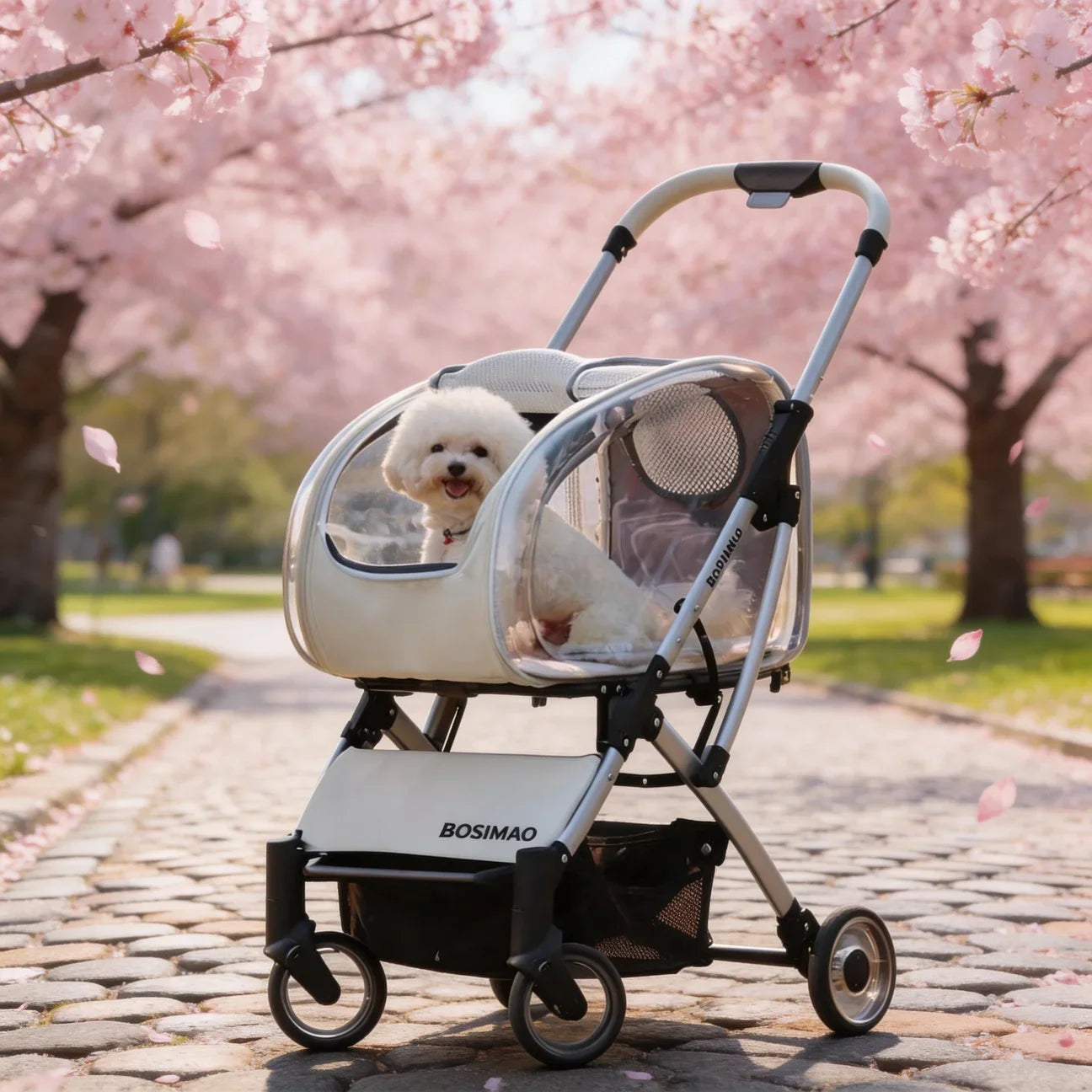 Lightweight Foldable Pet Stroller With Transparent Cover For Small Medium Dogs Detachable Dog Walking Cart Outdoor Carrier