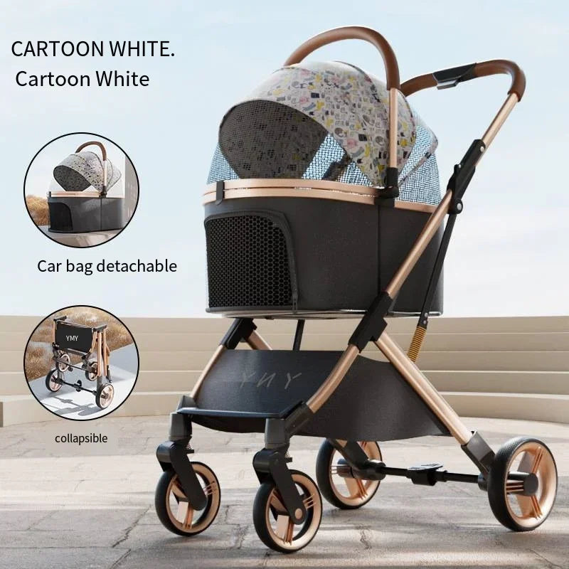 Separable Pet Stroller Pet Cart with Multifunctional Bag Separation Ultra Easy To Carry One Click Collection Cat Dog Stroller