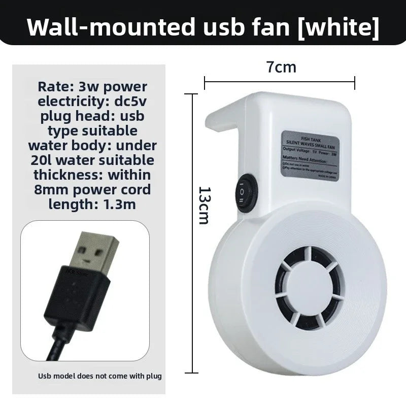Mini USB Aquarium Cooling Fan (5V, 3W, Speed Regulation, Fish Tank Temperature Control)