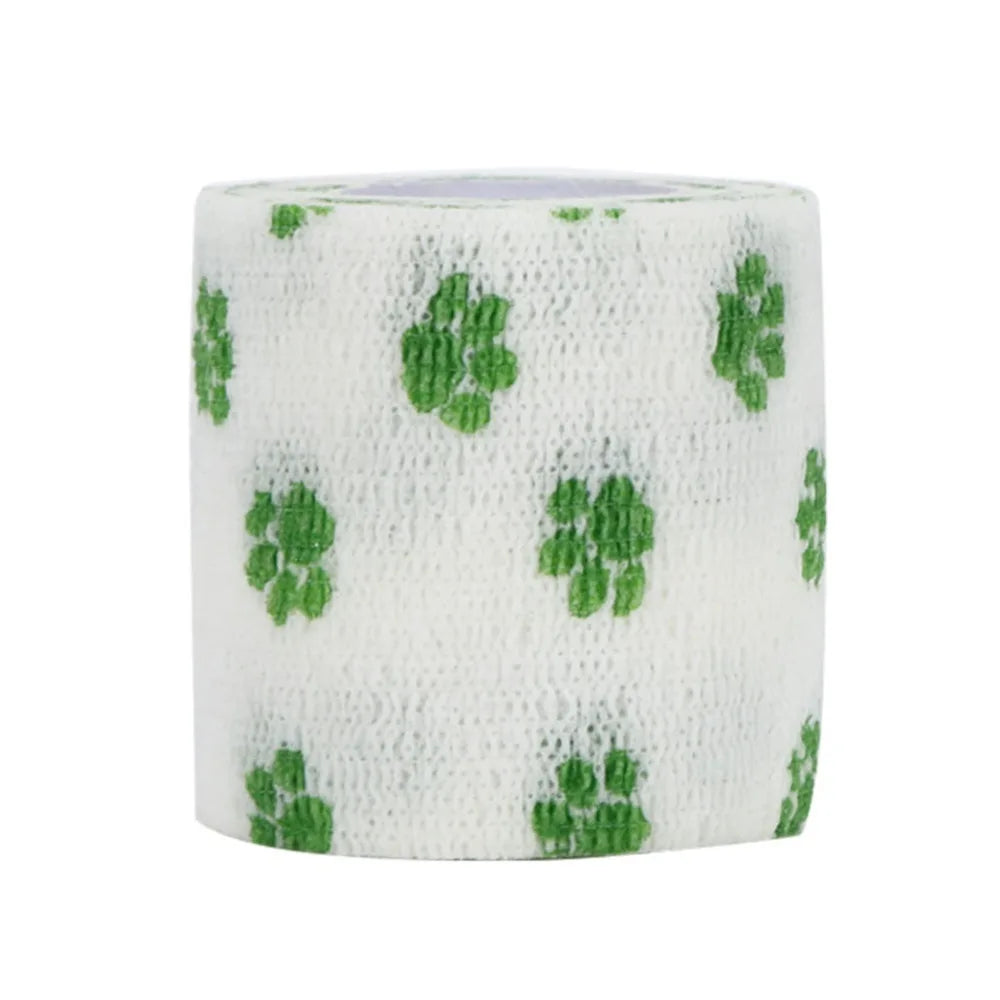 Elastic Fiber Pet Self-adhesive Bandage Stretchable Non-woven Fabric Dog Paw Wrap Breathable Printed Paw Pattern