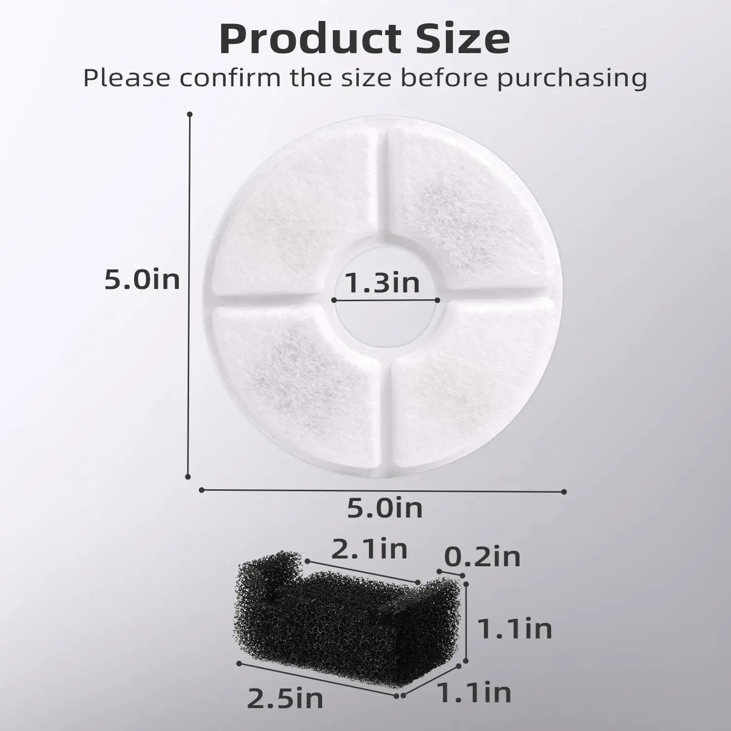 Replacement Carbon Filters for Pet Water Fountain (Round, 2.4L)