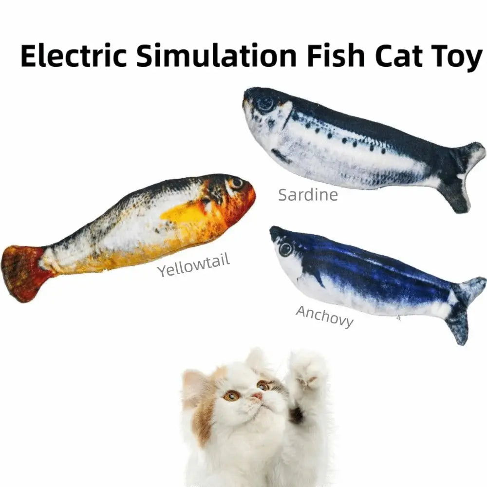 Electric Plush Wagging Fish Cat Toy — 3 Flapping Modes Tap-Activated Motion Sensor (1–3 Pack)
