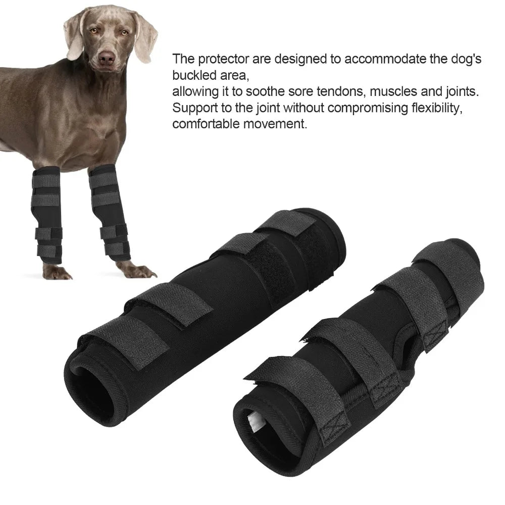 1 Pair Adjustable Strap Pet Leg Brace Flexible Fabric Magic Tape Fasten Dog Elbow Protector Multi Size Option Pair Packed