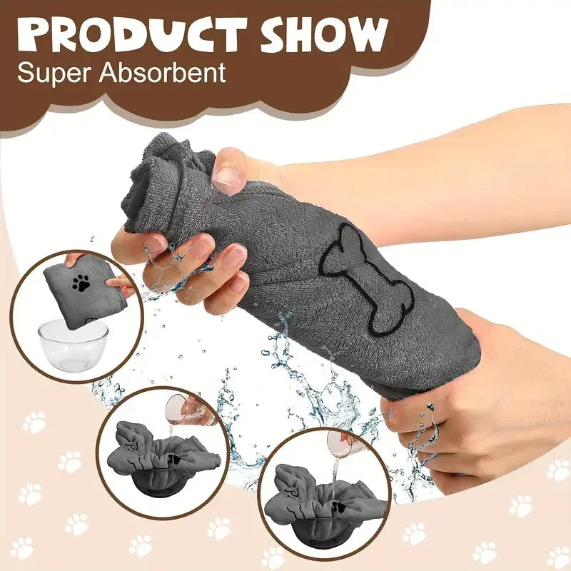 Pet Towel 60x100cm Drying Dog Cat Bath Towel Microfiber Quick-drying Dog Claw Absorbent Blue Grey Bath Towel Pet Bath Products