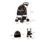 Lightweight Small Pet Stroller for Dogs & Cats 50 Lbs Capacity Aluminum Alloy Puppy Stroller with Detachable Storage Basket