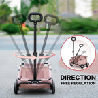 Folding Travel Pet Cart 4 Wheels Rolling Cat Carrier Lightweight Trolley For Travel Shopping Walking Shock Absorption Wheels