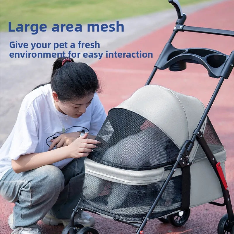 Pet Stroller Dog Cat Travel Light Foldable Outdoor Lightweight Portable Small Dog Cart Pet Trolley Pet Stroller Outdoor Pet Car