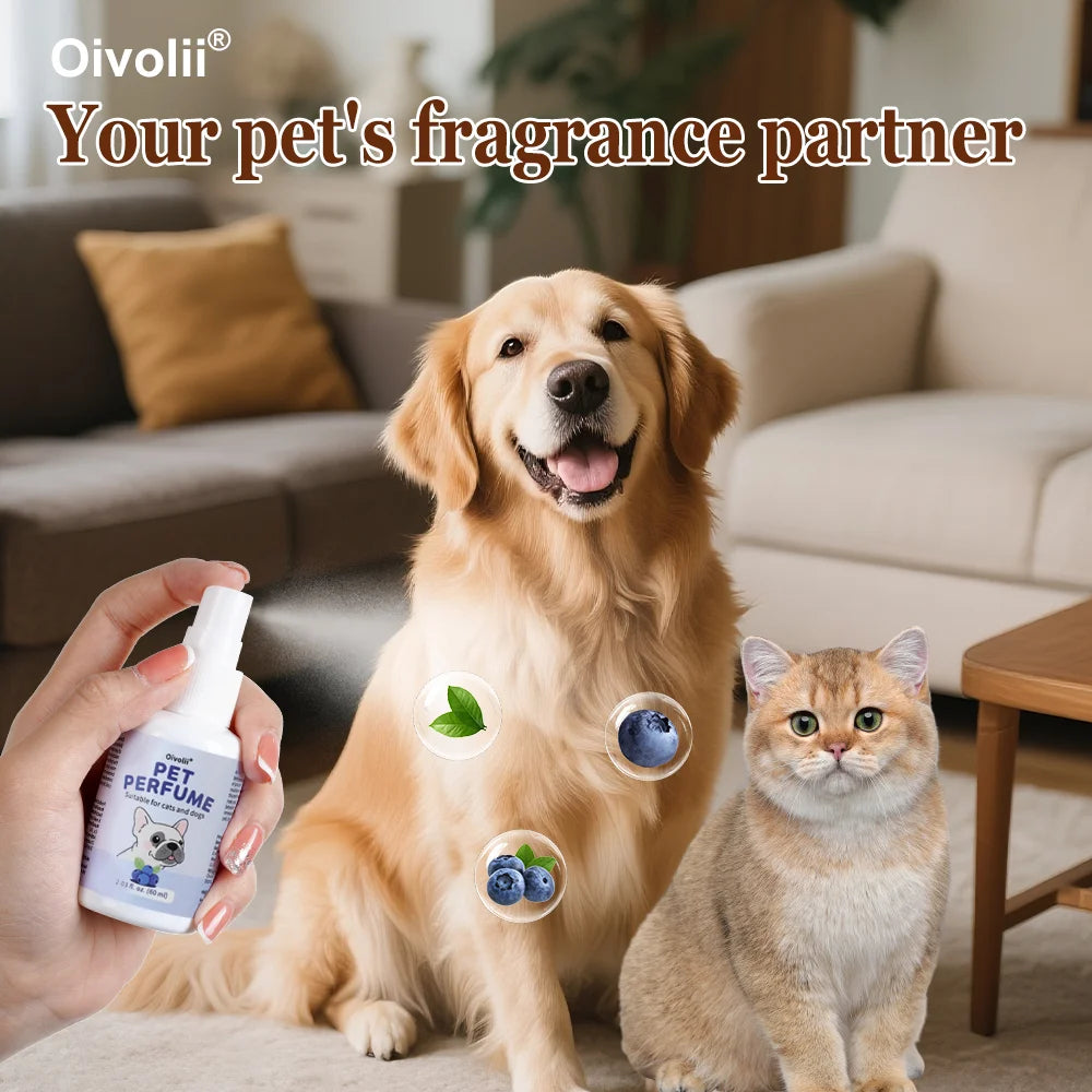 Pet Deodorizing Perfume Spray for Dogs Cats Natural Long Lasting Fresh Scent Blueberry Travel Size Portable