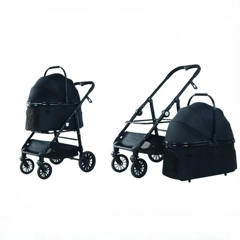 Lightweight Pet Stroller Foldable Outdoor Pet Stroller for Cats and Dogs Detachable Portable Pet Carrier High View Dog Stroller