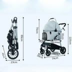 Lightweight Pet Stroller Foldable Outdoor Pet Stroller for Cats and Dogs Detachable Portable Pet Carrier High View Dog Stroller
