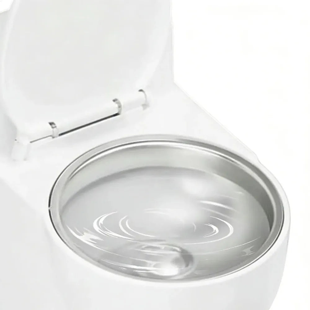 Toilet-Shaped Stainless Steel Pet Water Bowl (Anti-Spill, Non-Slip)