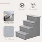 PawHut Pet Stairs with Cushioned Cover (15.75x23.25x21.25in, Grey)