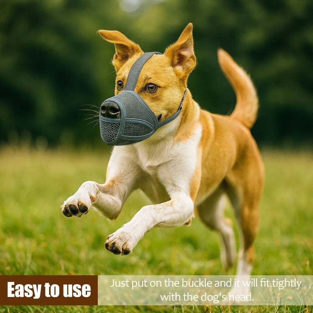 Breathable Dog Mesh Muzzle Adjustable Strap Anti Biting Anti Licking Mouth Cover Prevent Barking Pet Training Muzzle