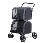 Stroller Double Dog Pet Stroller for Cats Dogs Large 4 Wheel Luxury Travel Pet
