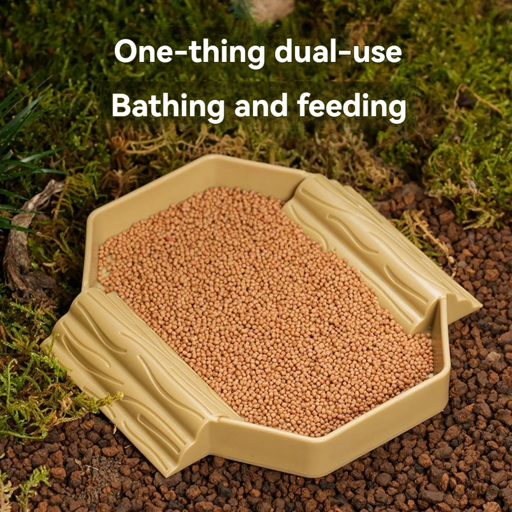 Yellow Edge Turtle Bath Basin Half Water Reptile Turtle Bath Basin Water Food Dual-Use Crawling Pet Breeding Box Landscaping
