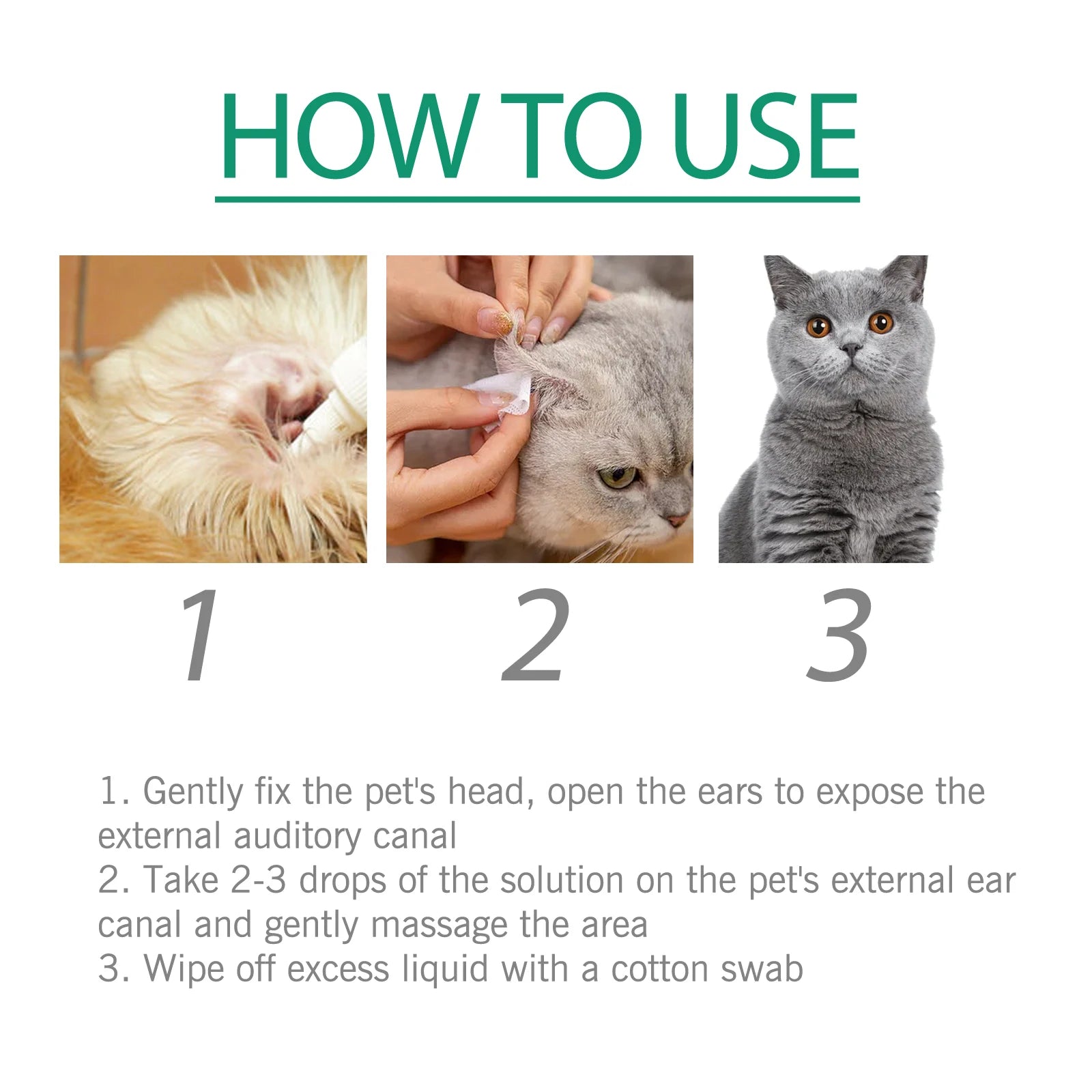 Pet Flea Killer Drops Tick Lice Mite Removal Relieve Itching Dog Cat Ear Hygiene Care Earwax Ringworm Treatment Pet Ear Drops