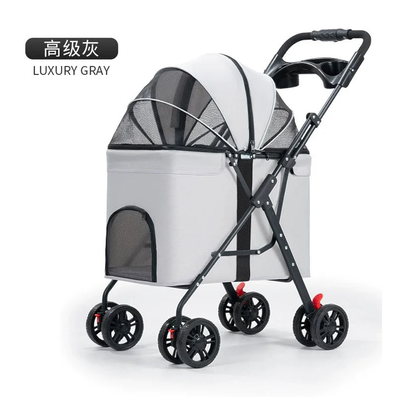 Medium to large dog pet stroller dog cat teddy baby stroller outdoor small pet cart lightweight and foldable  Pet Strollers