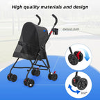 Pet Travel on All Road Surfaces with Oxford Cloth Material, Black, Foldable, Wide-View Window and Brakes