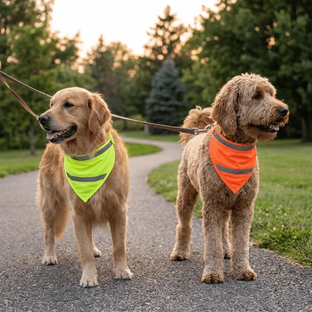 Washable Reflective Dog Bandana Luminous Adjustable Pet Scarf Soft Lightweight Dog Neck Wrap Party Decor