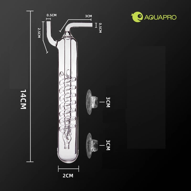 Glass CO2 Bubble Counter & Diffuser (Spiral Design, Aquarium Carbon Dioxide Recorder)