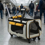 Collapsible Pet Trolley Carrier Telescoping Pull Rod Soft-Sided Pet Trolley Top Carry Handles Breathable