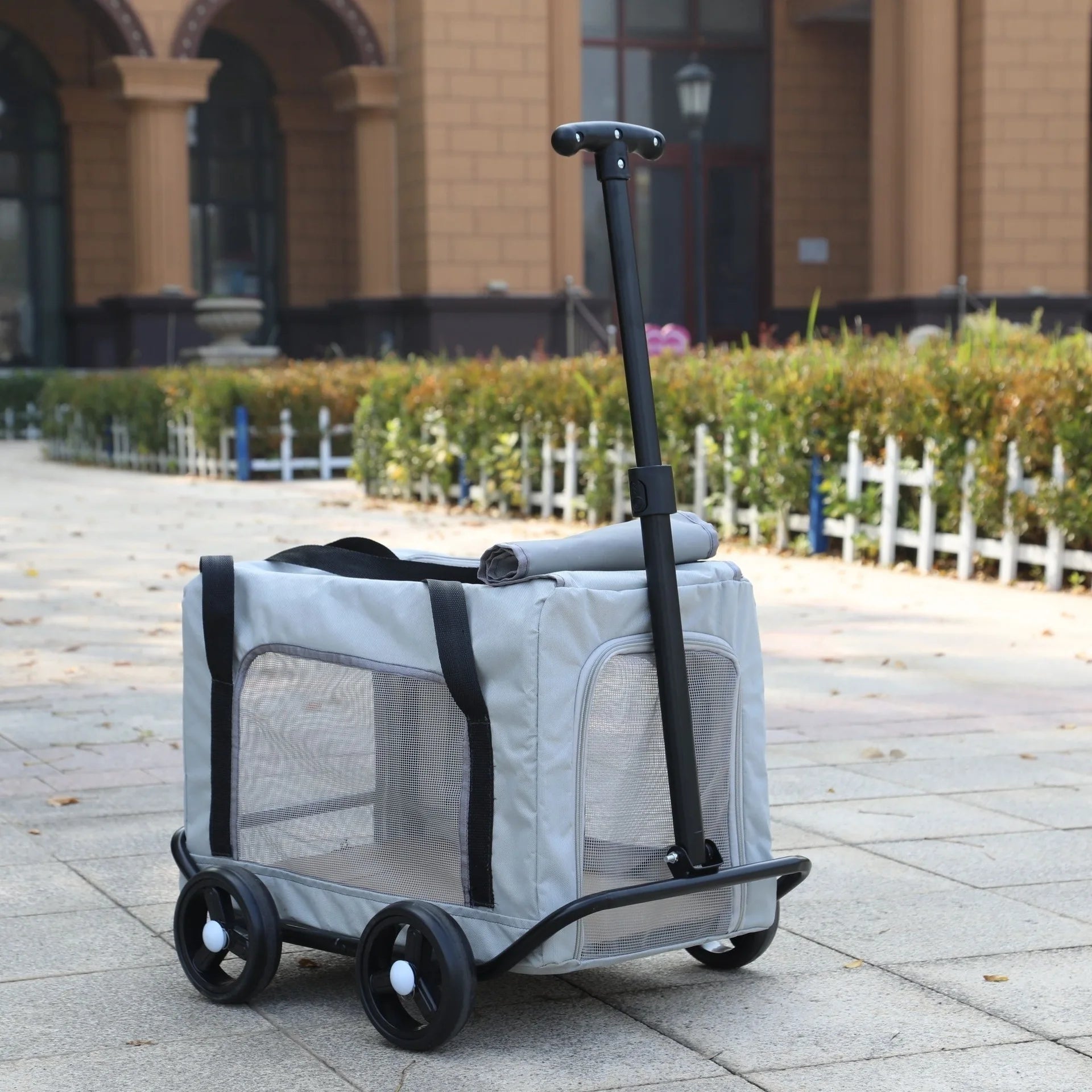 Soft-side Wheeled Cat Carrier for Dogs with Telescopic Handle Rolling Pet Travel Bag Carrier MAX for 50LBS Camping Vet Visiting