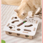 Felt Puzzle Box Cat Exercise Toy with Rolling Ball — Indoor Hunt & Dig