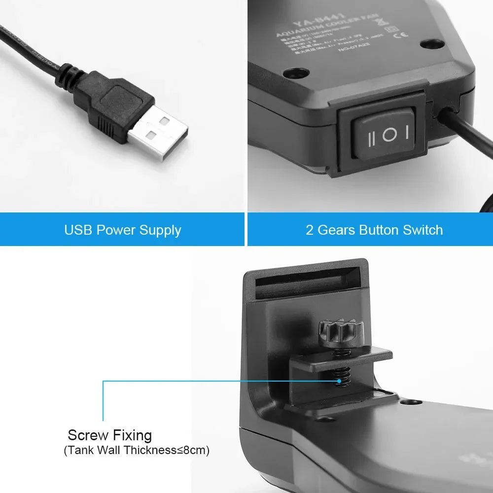 USB Aquarium Cooling Fan (Mini, Speed Adjustable, Shrimp & Plant Tanks)