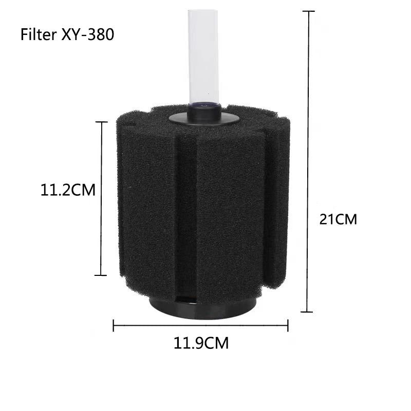 Black Bio Sponge Aquarium Filter (Air Pump Driven, Corner Skimmer, Biochemical Media)