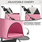 Pet Outdoor Travel, Pink, 3 in 1 Foldable, Detachable Carrier, Push Button Entry