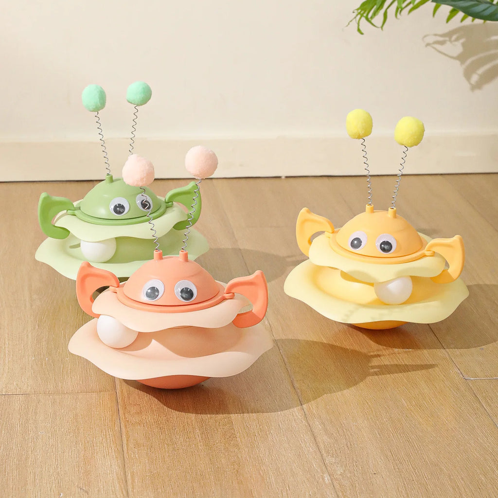 Little Bee Tumbler Turntable Cat Teaser Toy — Self-Righting Interactive Spinning Artifact