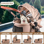 Bicystar Pet Stroller for Medium Dogs, Smooth-Ride Dog Stroller with Detachable Carrier, Rubber Wheels, Car Seat Combo 3-in-1,