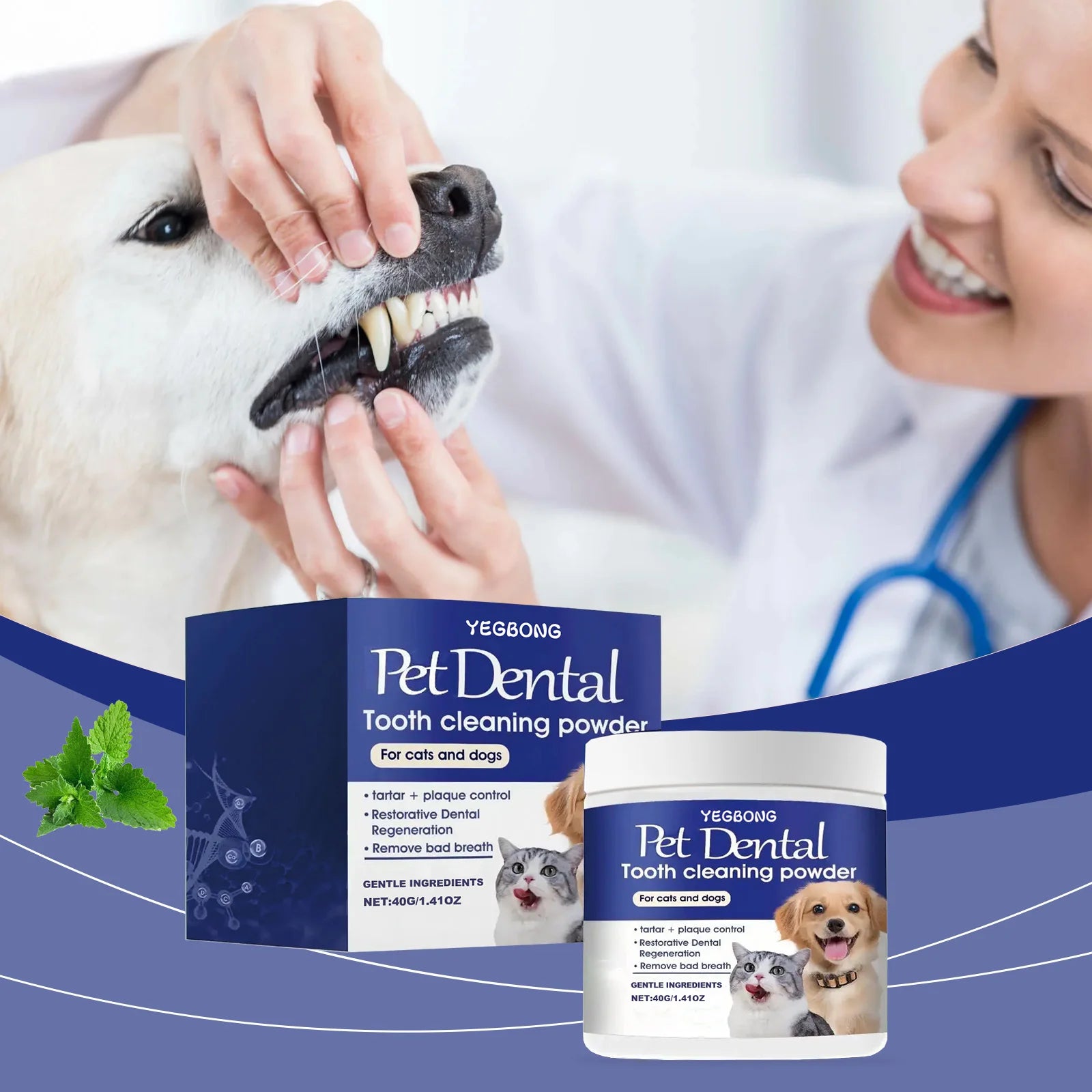 Pet dental cleaning powder Eliminates Oral Odors Remover Dog Teeth Plaque Reduces Calculus Tooth Cleaning Powder For Cat And Dog