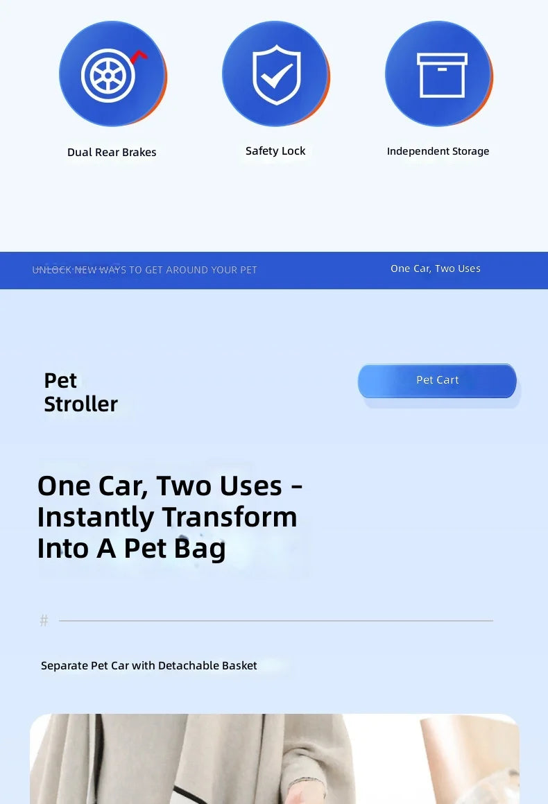Pet Stroller for Dogs and Cats, Portable Foldable Travel Carrier for Small to Medium Pets, Outdoor Walking Jogging Cart