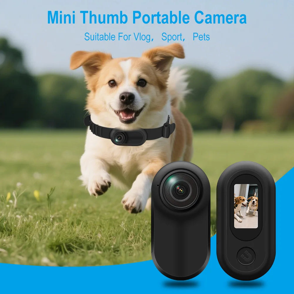 HD 1080P Wireless Pet Collar Camera with Magnetic Mount - No WiFi Needed Mini Body Sport Cam for Cats & Dogs