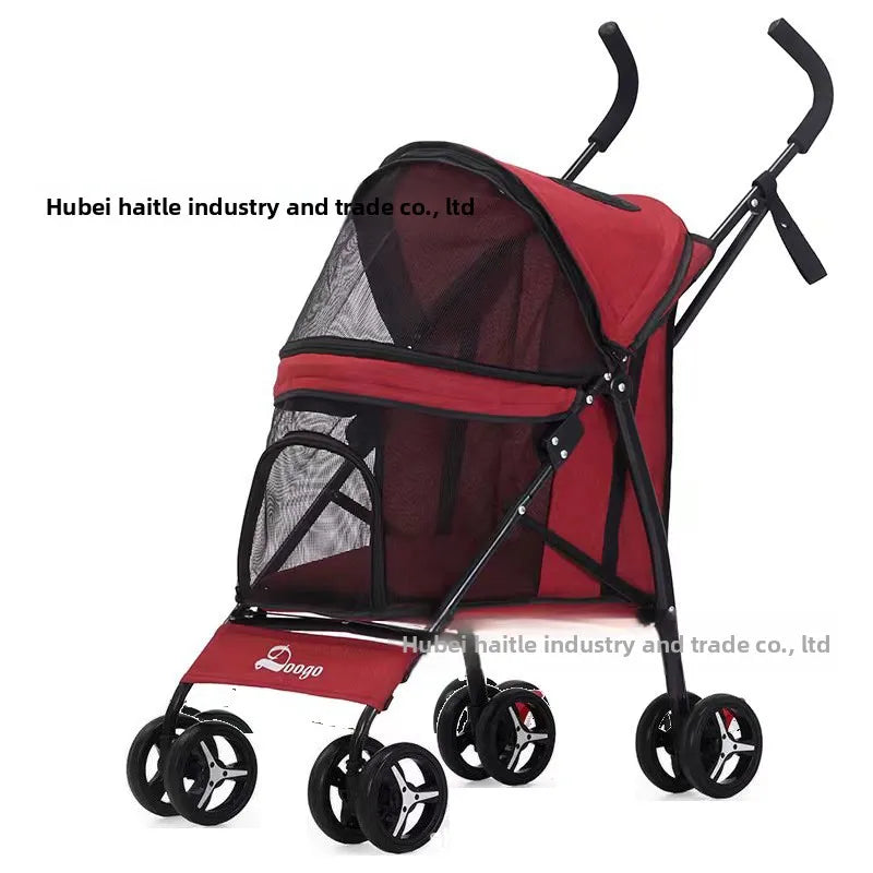 Lightweight Foldable Pet Stroller Four Wheel Teacup Poodle Cat Dog Outdoor Travel Cart Stroller for Dog Dog Trolley Dog Cart