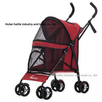 Lightweight Foldable Pet Stroller Four Wheel Teacup Poodle Cat Dog Outdoor Travel Cart Stroller for Dog Dog Trolley Dog Cart