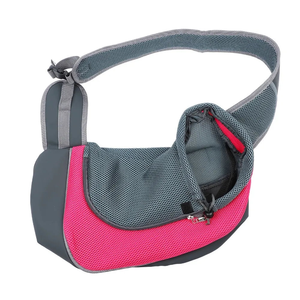 Breathable Mesh Pet Sling Carrier Large Capacity Soft Fabric Crossbody Pet Bag Adjustable Strap Light Weight Cat & Dog Carrier