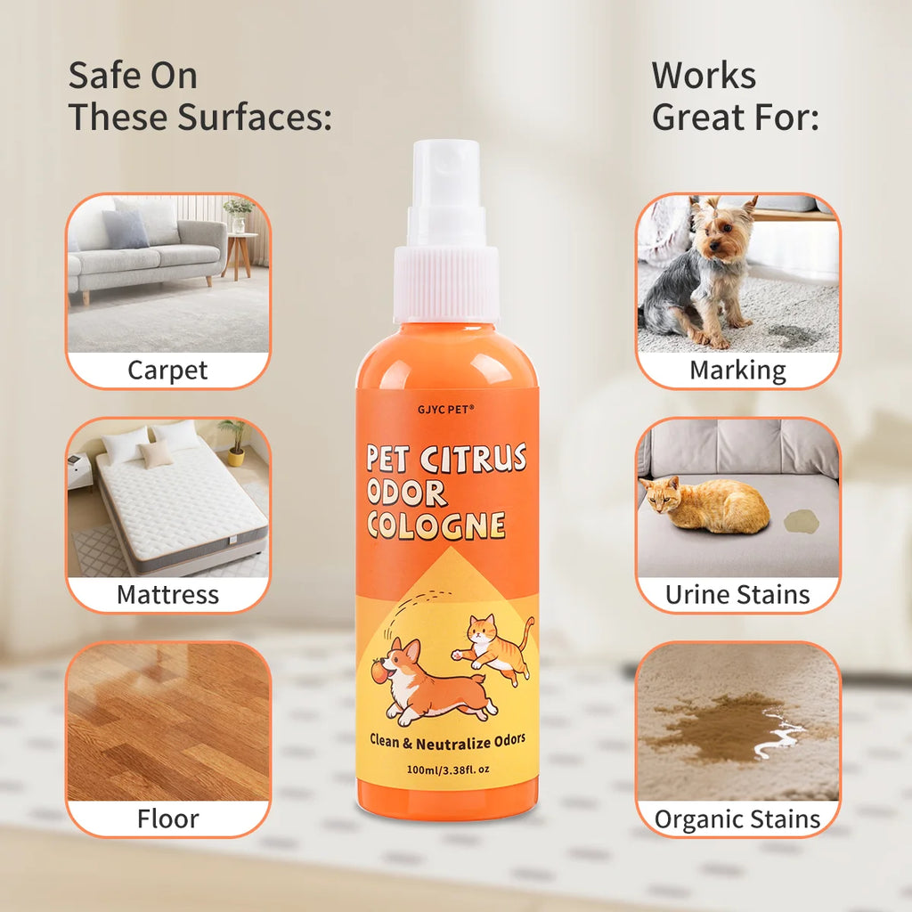 Citrus Enzymatic Pet Deodorizing Spray Urine Stain Odor Neutralizer Deep Cleaning Pet Safe Carpet Rug Upholstery Dogs & Cats