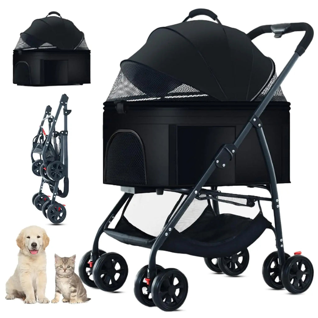 For Medium Dogs Cats 3-in-1 Pet Dog Stroller Wagon Removable Carrier Up to 55lbs Dog Carrier Backpack Travel Stroller