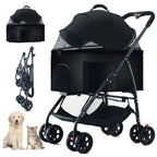 For Medium Dogs Cats 3-in-1 Pet Dog Stroller Wagon Removable Carrier Up to 55lbs Dog Carrier Backpack Travel Stroller