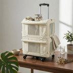 Wheeled Pet Carrier Breathable Rolling Trolley Bag Portable Transportbox for Travel and Veterinarian Visits