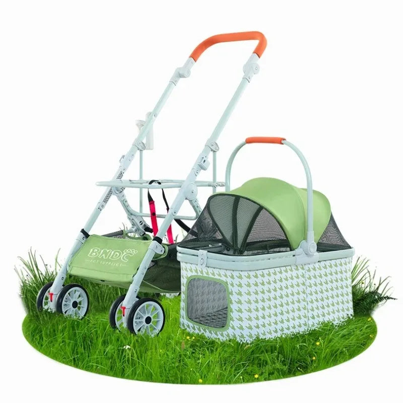 Luxury Pet Stroller Suitable for Travel Washable Pet Stroller Cat and Dog Stroller Lightweight and Foldable Pet Cart MAXFOR 25KG