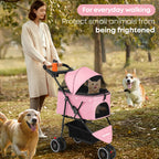 Pet Stroller for Small & Medium Dogs Cats Foldable Stroller with Breathable Mesh Storage Basket  Cup Holders  Travel Pet Carrier